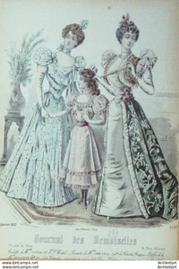 Mode Journal de Demoiselles 1897 # 5127 (Thirion) Gravure originale aquarellee - Picture 1 of 1