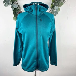 Black Diamond Mens Factor Fleece Jacket Hoody Size L Teal Blue Full Blue Hooded - Picture 1 of 12