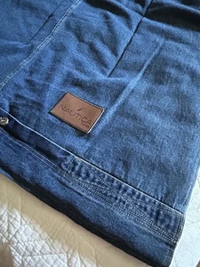 Nautica Denim Bettdecke blau Nähte Details Baumwolle Doppelbett 94x75 - Bild 1 von 6