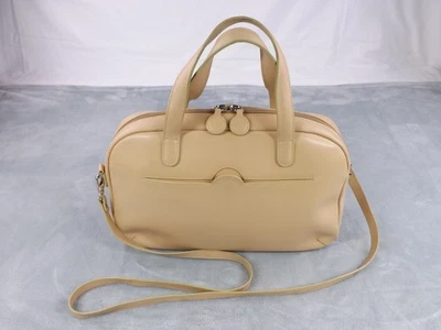 Lamarthe Handbag Satchel Purse Beige Dual Zip Wide Mouth Opening - Image 1 of 4