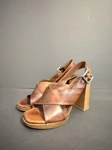 Prada Shoes Womens Size 36.5 Brown Leather Slingback Block Heel Made in Italy - Picture 1 of 10