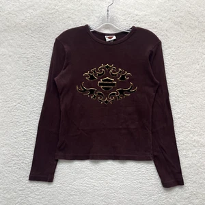 Y2K Vintage Harley Davidson Top Shirt Medium Brown Cyber Fairy Grunge Whimsigoth - Picture 1 of 8