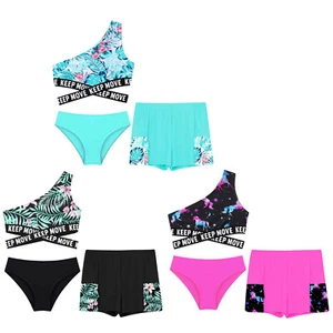 Kids Girl's Bathing Suit Sports Vest With Shorts Briefs Seaside Swimsuit Beach - Picture 1 of 20