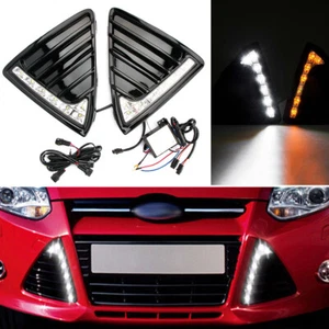 Pair LED DRL Daytime Running Light Daylight Head Lamp for Ford Focus 2012-2014 - Picture 1 of 13