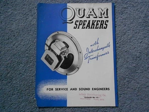 1941 QUAM SPEAKERS BROCHURE CATALOG No. 62 ORIGINAL SOUND DYNAMICS SIZES ORIG - Picture 1 of 6