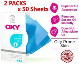 NEW OXY Oil Control Film 50 sheets X 2 Packs with Superior Oil Absorption Power