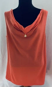 Top sin mangas escote drapeado coral St. John - talla grande - Imagen 1 de 3