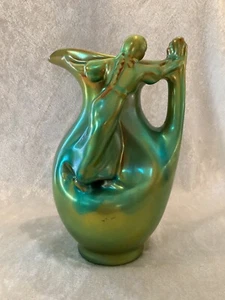 Zsolnay Hungary - Pitcher - Eosin Luster Glaze - Green - Harvest - Picture 1 of 8