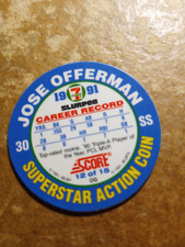 Baseball Score 1991 Slurpee 7-11 Superstar Action Coin JOSE OFFERMAN