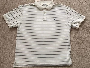 Nautica Men's Polo Shirt Classic Pique Cotton Short Sleeve SZ 2XL Strips Yellow - Picture 1 of 7
