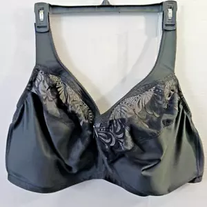 Glamorise 50DD Black Full Figure Wirefree MagicLift Embroidered Bra 1016 - Picture 1 of 20