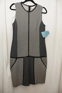 Nuevo Vestido Liz Claiborne Talla M Sin Mangas Elástico Nuevo Muestra Negro Blanco Azul - Imagen 1 de 8