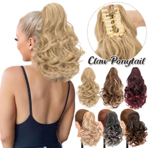 Extra Thick Short Claw Ponytail Clip In Hair Extensions Pony Tail Hair As Human - Picture 1 of 106