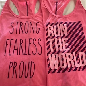 Danskin  TWO Active Top M Strong Fearless Proud  RUN Graphic Tank Dri-More women - Picture 1 of 6