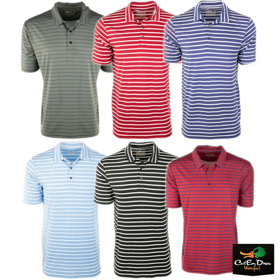 DRAKE WATERFOWL PERFORMANCE STRETCH STRIPED POLO - S/S - Image 1 of 1