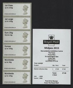 MIDPEX MACHIN Ma13 JULI 2015 A008 Sammlerstreifen POST GO FV 17,65 £ - Bild 1 von 1