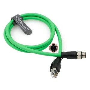 M12 4 Position D-Coded Connector to RJ45 Cat5e Ethernet Cable Assembly Waterp... - Afbeelding 1 van 5