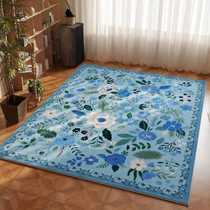 Area Rug 4x6 Rug Washable Boho Rugs Non Slip Low Pile Floral Small Carpet for Be - Picture 1 of 8