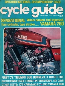 Cycle Guide Magazine Jan 1972 - Yamaha GL-750 Motorcycle - Imagen 1 de 1