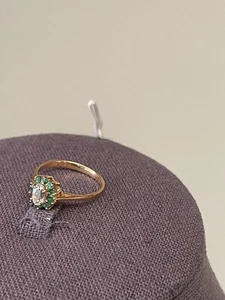 10KYG Aquamarine & Emerald Ring Sizable Size 7.75. - Picture 1 of 4