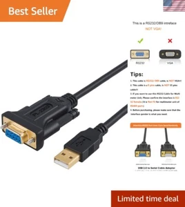 6.6ft USB to RS232 Female DB9 Adapter - PL2303 Chipset for Reliable Connectivity - Picture 1 of 11
