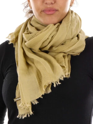 Bufanda para mujer Barts verde libélula rayas lisas flecos de algodón Foto 1 de 2