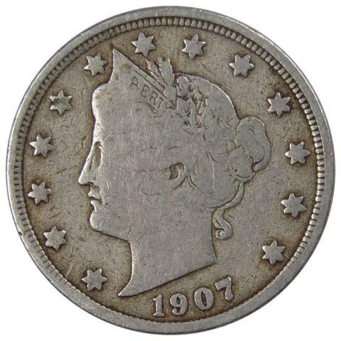 1907 Liberty Head V Nickel 5 Cent Piece AG About Good 5c US Coin Collectible Cover