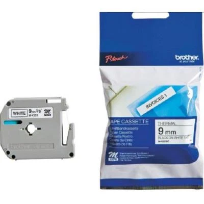 1x Genuine Brother M-K221 MK221 9mm Black Text on White Tape P-Touch Tape - 8m - image 1 of 2