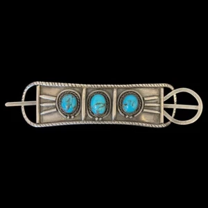 Navajo Sterling Silver & Turquoise Hair Pin Set - Picture 1 of 4
