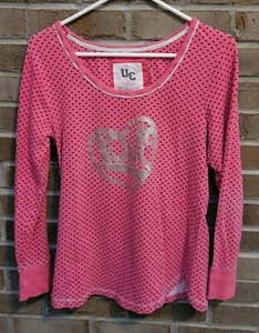 Girls XL University Of Couture Top Hot Pink Black Hearts Love 14/16 11 13 Junior - Picture 1 of 4