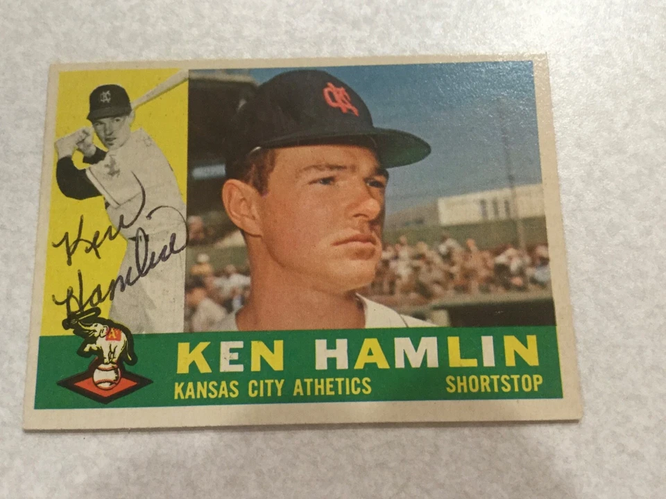 1960 Topps Ken Hamlin Autographed Baseball Card A's RC #542 High Number Rare - Image 1 of 1