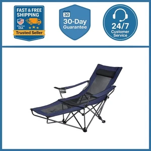 Folding Reclining Camp Chair, Ombre Blue, Free Ship USA - Picture 1 of 7