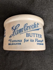 Antique Lambrecht Butter Stoneware Crock - Milwaukee - Chicago - 12¢ Deposit - Picture 1 of 7