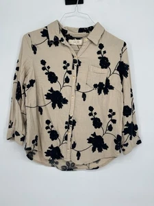 Isabella Sinclair Shirt Womens M Cream Black Button Up Long Sleeve Ladies - Picture 1 of 5
