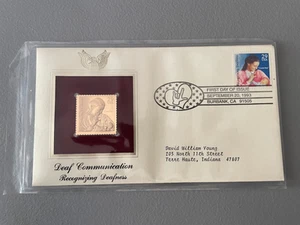 1993 PCS Deaf Communication Recognizing Deafness 29¢ FDC 22K Gold Stamp Replica - Picture 1 of 2