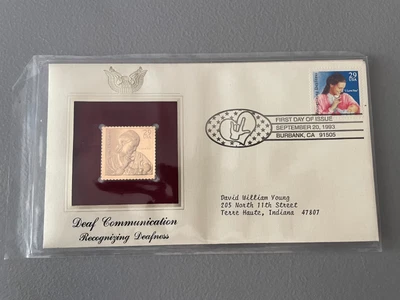 1993 PCS Deaf Communication Recognizing Deafness 29¢ FDC 22K Gold Stamp Replica - Image 1 of 2
