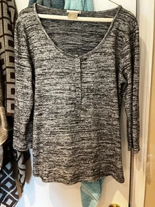 INK+IVY Ladies 3/4 Sleeve - Pajama Top - Gray Heather - Pre-owned - Size Large - Picture 1 of 3