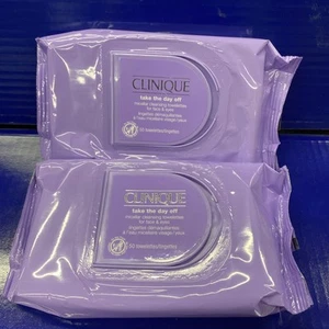 2X Clinique Take The Day Off Micellar Cleansing Towelettes Face Eyes 50 Wipes - Picture 1 of 2