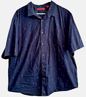 Estampado de flamenco rosa Havanera para hombre azul marino con botones manga corta XXL Foto 1 de 4