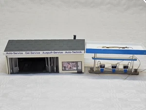 FALLER 190086/1  H0 SERVICEGEBÄUDE m. TANKSTELLE fertig gebaut VINTAGE LICHT - Bild 1 von 12