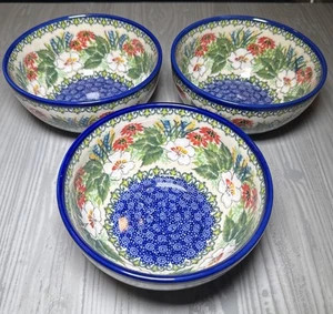 UNIKAT Bowls Poland Boleslawiecka 618 Handmade NEW 6-1/4" Kalich - Set Of 3 - Picture 1 of 12