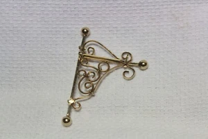VTG GOLD FILLED LOVELY INTRICATE SIGN POST BROOCH PIN SIGNED JMS 2 1/4" X 1 5/8" - Picture 1 of 7