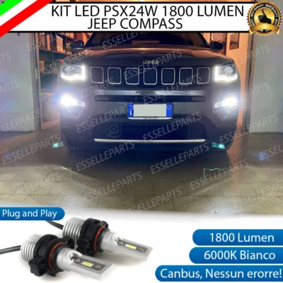 COPPIA LAMPADE DIURNE POSIZIONE DRL LED PSX24W JEEP COMPASS 2 CANBUS NO ERROR - Immagine 1 di 4