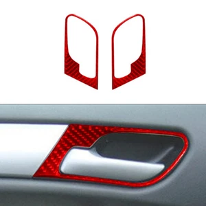 2Pcs Rear Door Handle Trim Panel Interior Carbon Fiber For BMW X5 2000-2006 RED - Picture 1 of 15