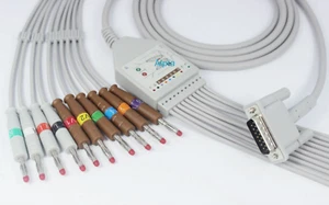 Philips HP ECG Cavo 10 cavi AHA Banana 4.0 15 pin M1770A M1771A M1772A - Foto 1 di 1