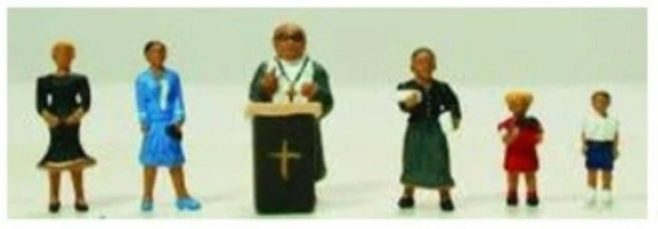HO Scale Model Power Figures PASTOR & CONGREGANTS 6 PIECES Item #5737 - Image 1 of 1