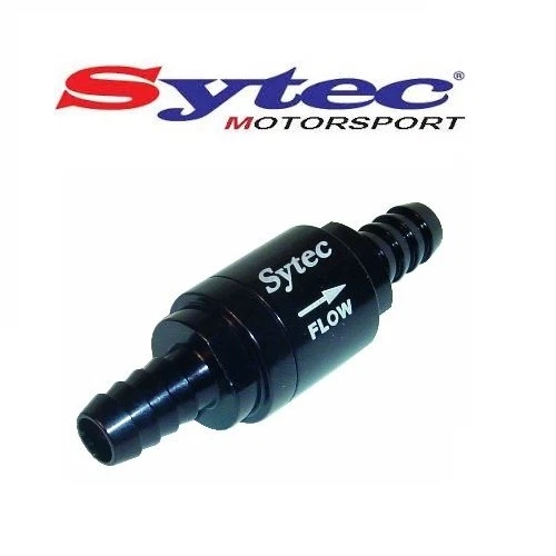 SYTEC MOTORSPORT ONE WAY COMPROBACIÓN DE VÁLVULA DE COMBUSTIBLE NO DEVOLUCIÓN 8 mm MANGUERA EMPUJANTE (NEGRA) - Imagen 1 de 1
