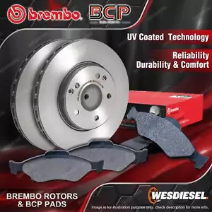 Front Brembo Disc Brake Rotors + Pads for Mitsubishi Triton ML MN MQ Challenger - Picture 1 of 2