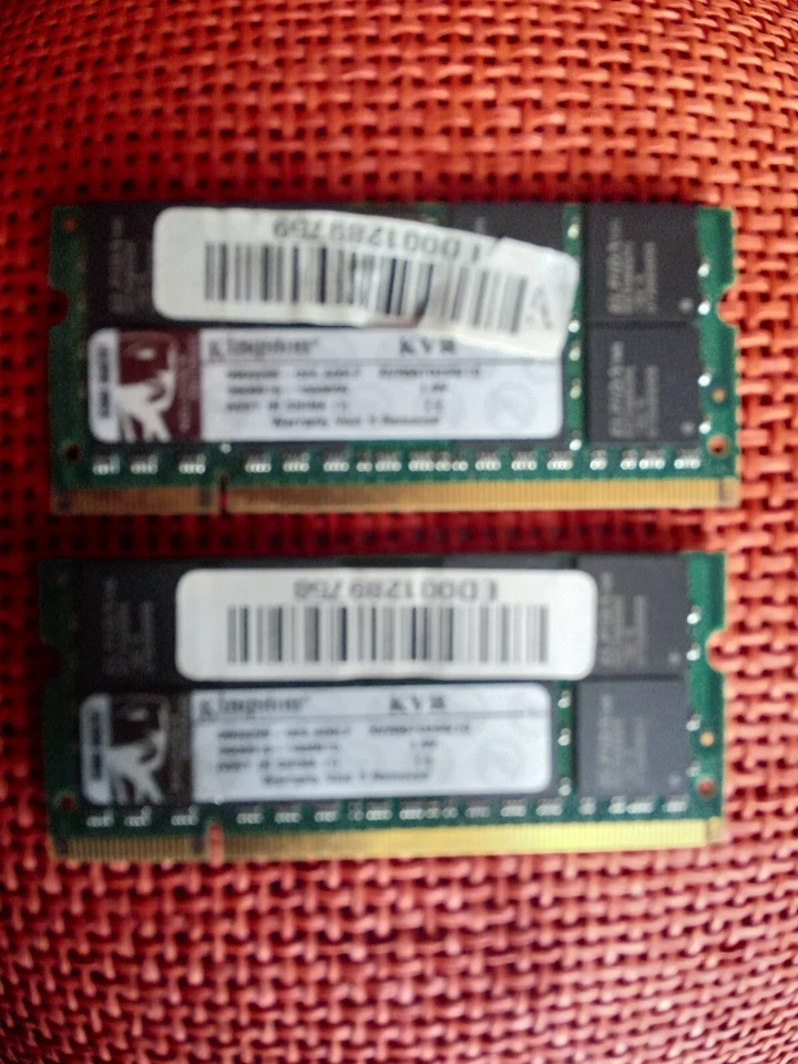 RAM DDR3 667 MHz  n. 2 Da 1 GB modelli KVR667D255/1 GB 1.8V Marca Kingston - Immagine 1 di 2