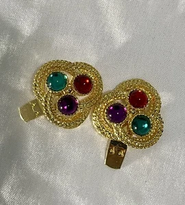 Janbro Shoe Clips Gold tone Trio Jelly Belly - Picture 1 of 5